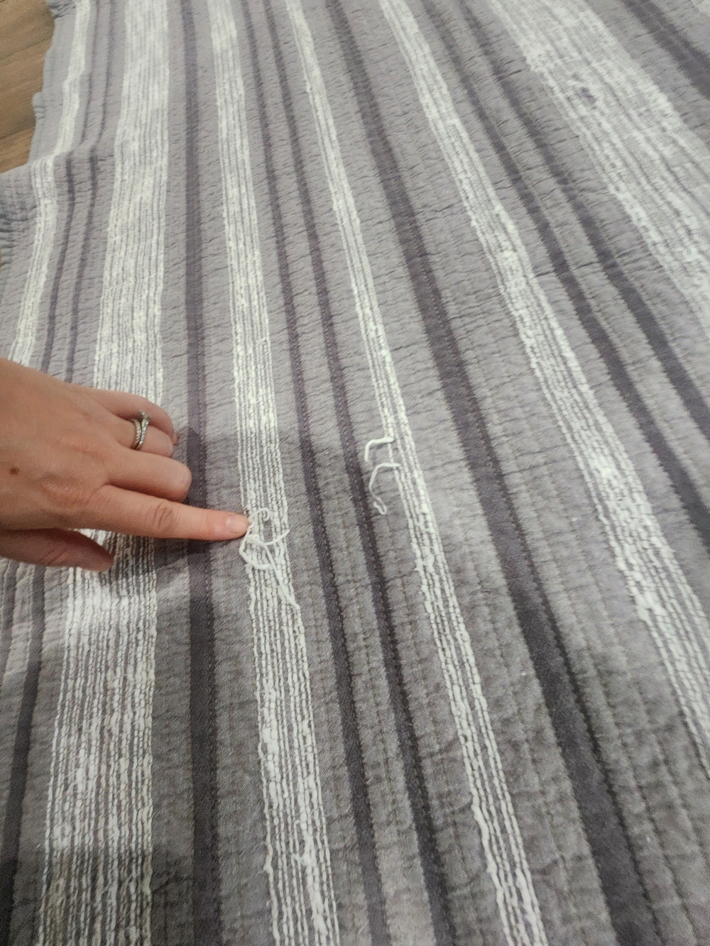 Frye Paloma Quilt Gray and White Striped Quilted Bedding Queen 90x87 - Picture 6 of 12